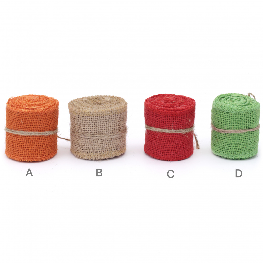 Basis for Appliqué, Jute Ribbon Roll / 4x190 cm / ASSORTED Colors