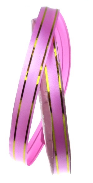 Panglică panglică 12 mm roz cu auriu -11 metri