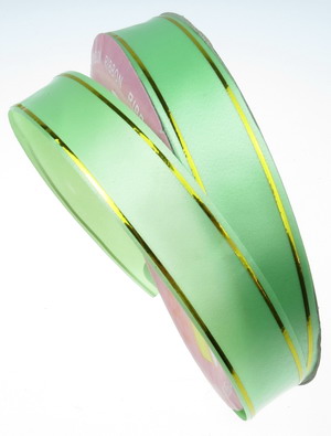 Light Green Ribbon with Gold, 16 mm - 9 meters