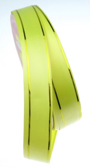 Yellow Ribbon with Gold, 16 mm - 9 meters