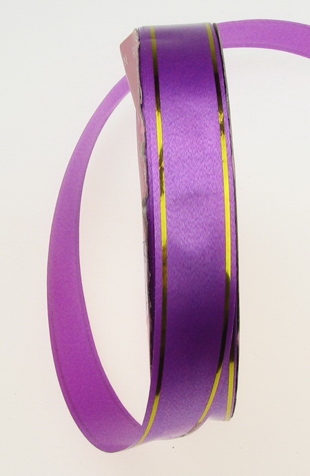 Лента панделка 16 мм лилава със злато -9 метра