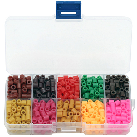 Acylic Mosaic beads, figurines and bracelets 5x5 mm hole 3 mm thick 10 colors in box ~ 900 pieces