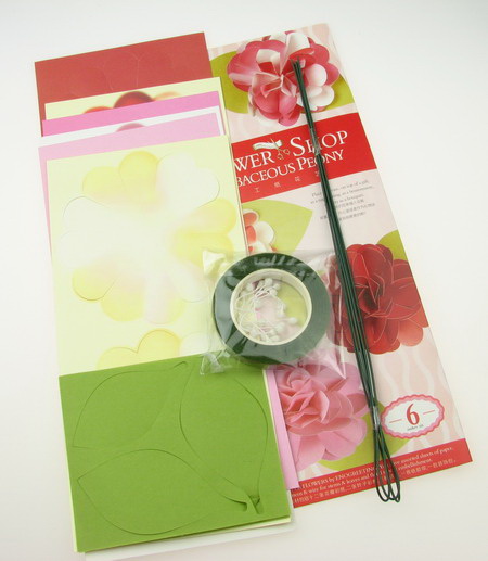 Комплект за направа на 6 броя цветя тревист Божур