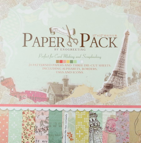Designer Paper Set for Scrapbooking, 12 inches (30.5x30.5 cm), 12 Designs x 2 Sheets and 3 Die-Cut Sheets