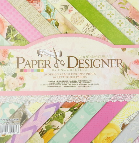 Designer Scrapbooking Paper, 8 inches (20.3x20.3 cm), 20 Sheets x 2 Packs