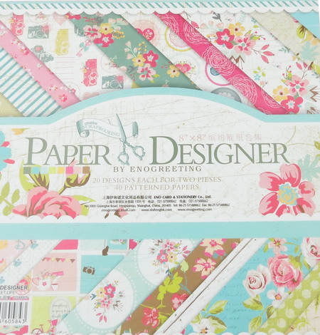 Designer Scrapbooking Paper, 8 inches (20.3x20.3 cm), 20 Sheets, Pack of 2