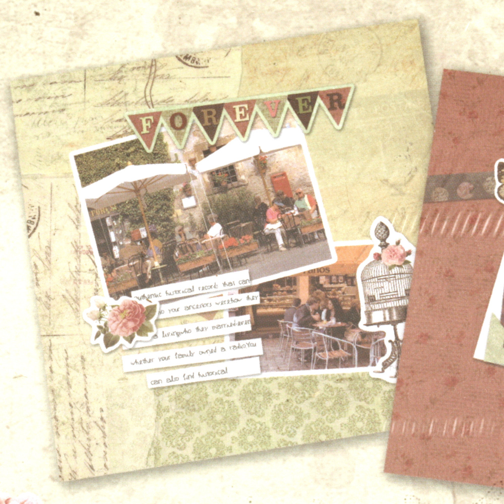 Scrapbook Kit AFTERNOON, Materials for Decoration and Album: 22.5x26 cm, 12 sheets 