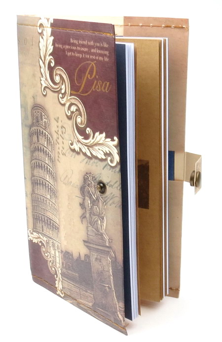 Decoration Notepad with vintage Pisa button 11x18.5 cm ± 70 sheets