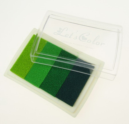 Tampon cu cerneală pigmentară 6x3,8 cm - 4 culori gama verde