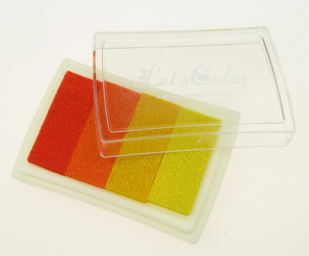 Pigment Ink Pad / Two Yellow and Two Orange Colors / 6x3.8 cm