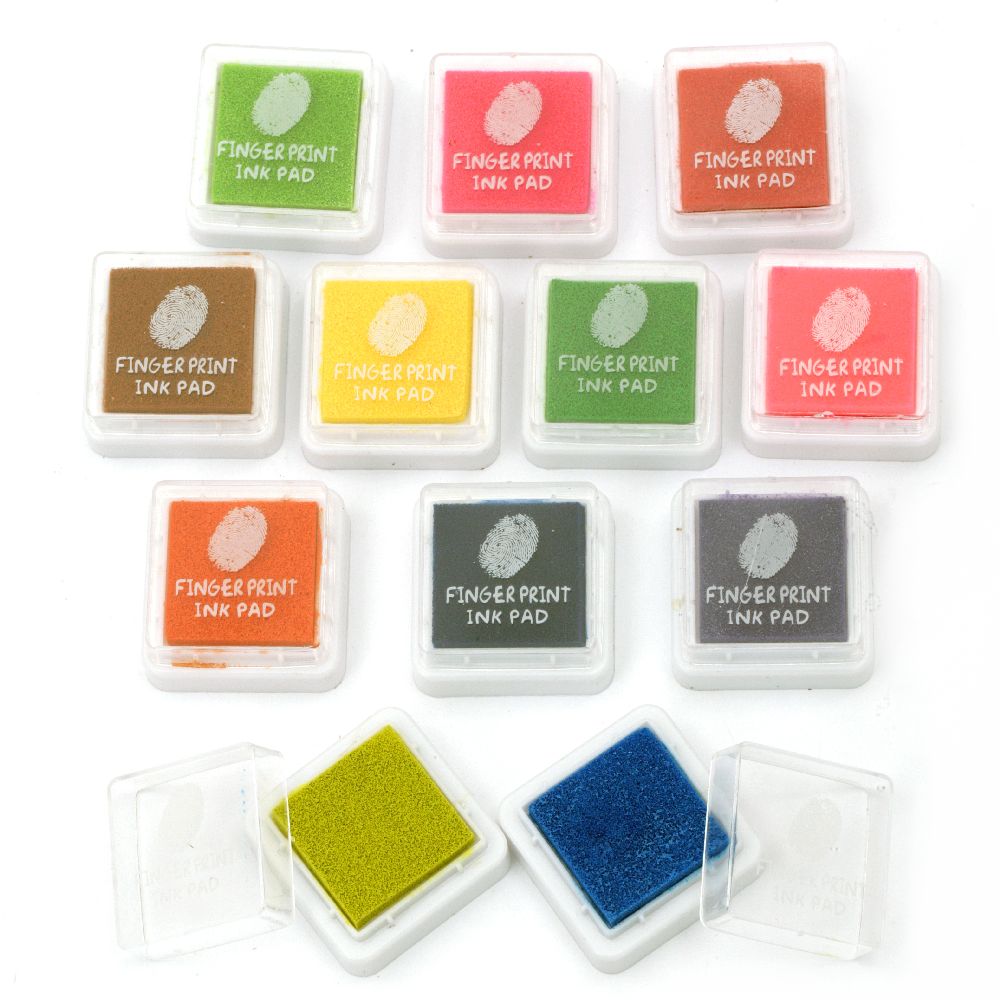 Set of Mini Pigment Ink Pads - FINGERPRINT / 2.5x2.5 cm - 12 colors