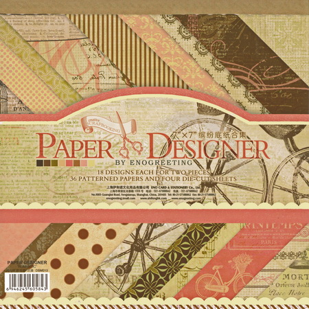 Scrapbooking Designer Paper Set, Vintage, 7 inch (20.3x20.3 cm), 18 Designs x 2 Sheets Each, Plus 4 Die-Cut Sheets