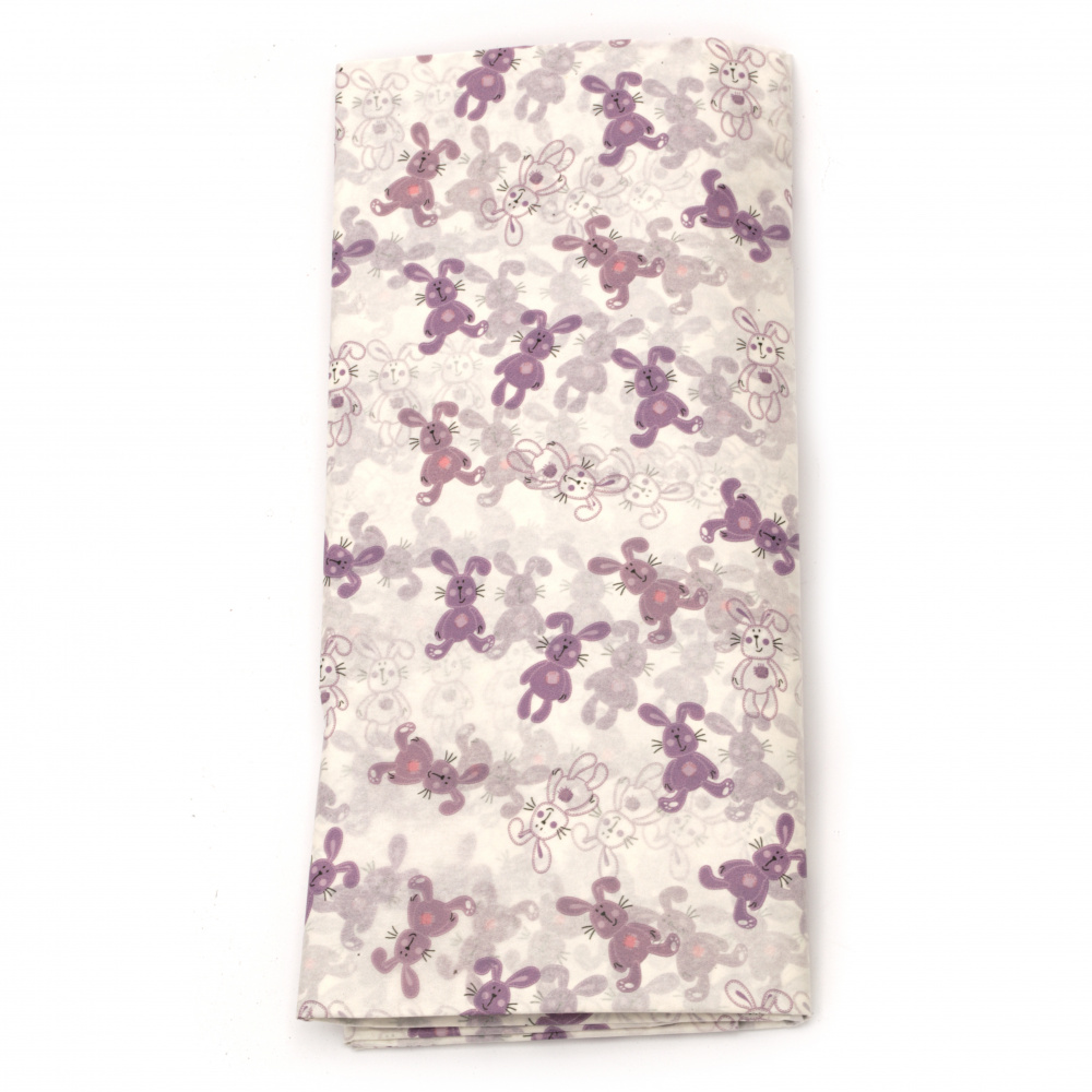 Hârtie tissue 50x65 cm  desen iepurași de culoare alb și violet -10 foi