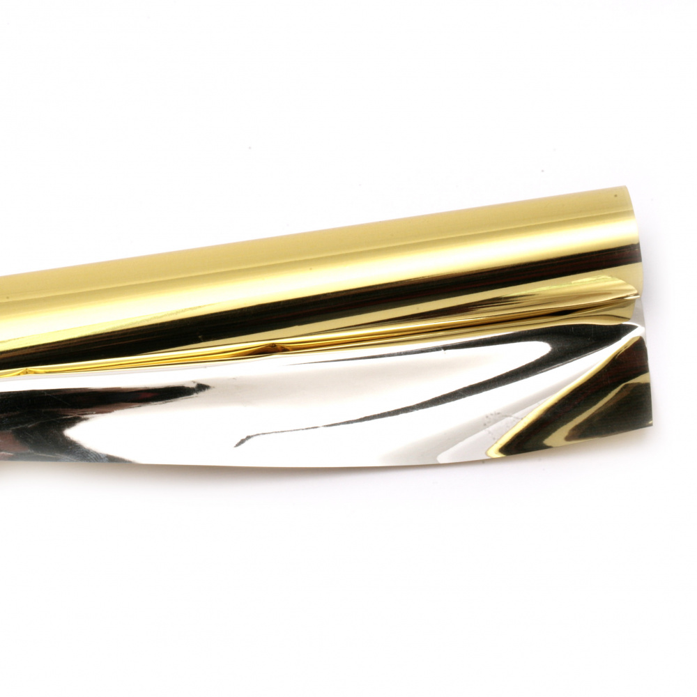 Foliu metalizat celofan 70x140 cm fata-verso culoare auriu si argintiu -1 bucata