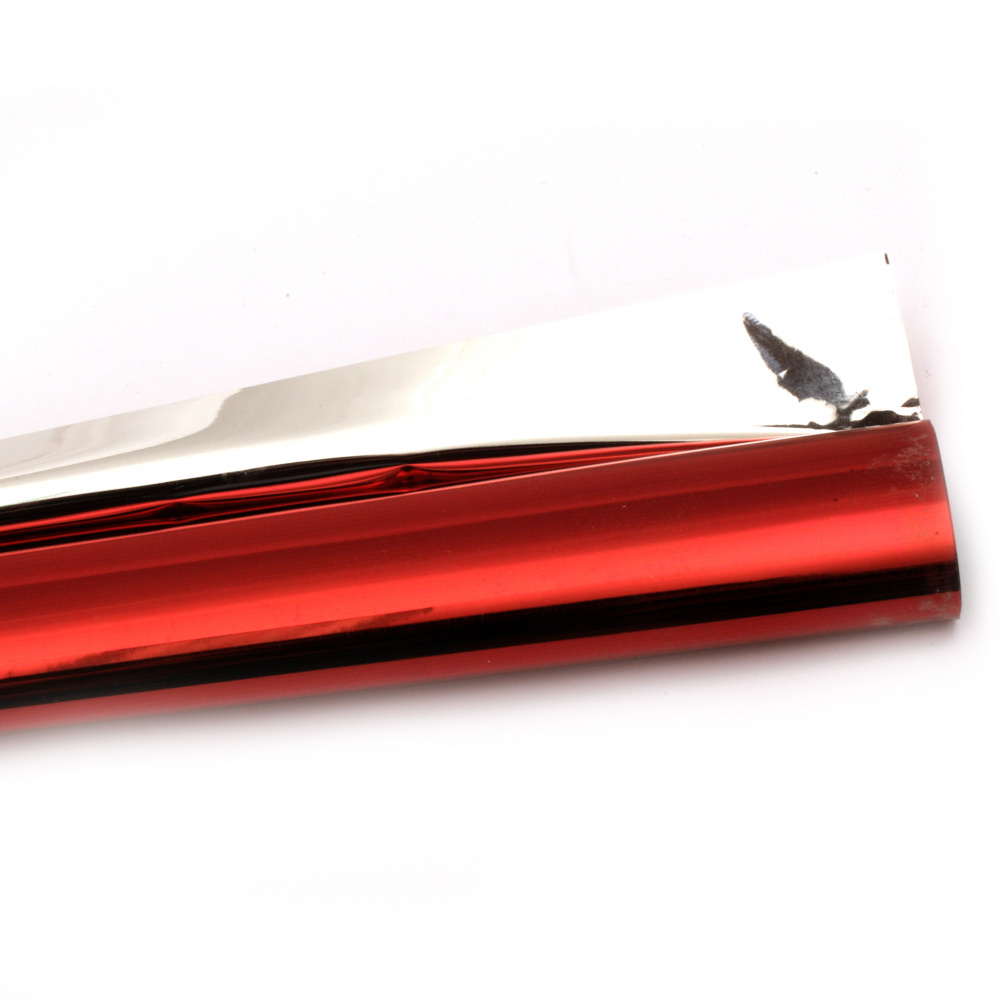 Foliu metalizat celofan 70x140 cm fata-verso culoare rosu si argintiu -1 bucata