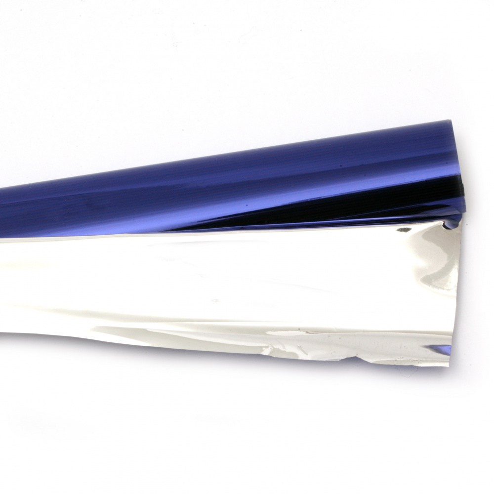 Foliu metalizat celofan 70x140 cm fata-verso culoare albastru si argintiu -1 bucata