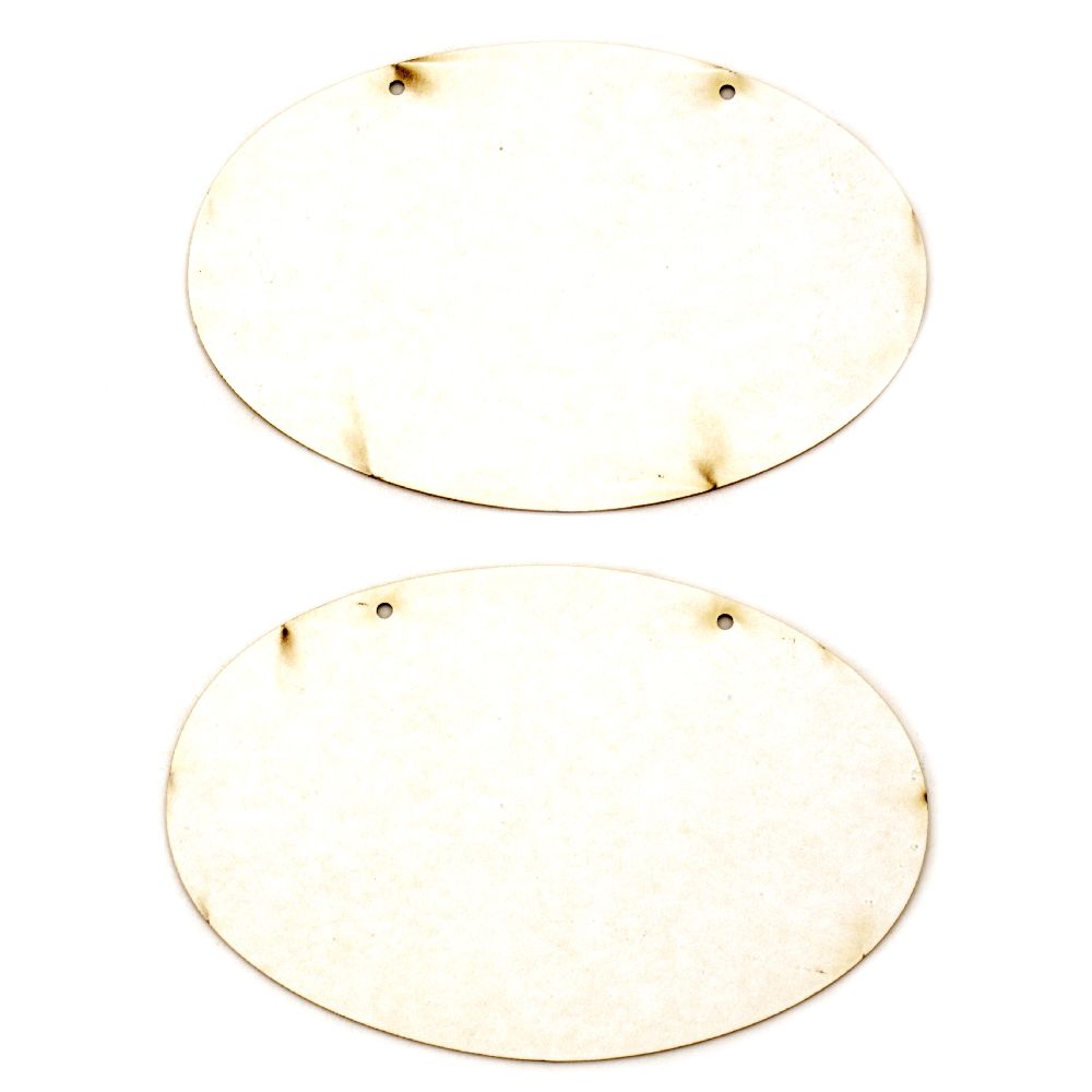 Chipboard element oval plate for decoration 127x85x1 mm - 2 pieces