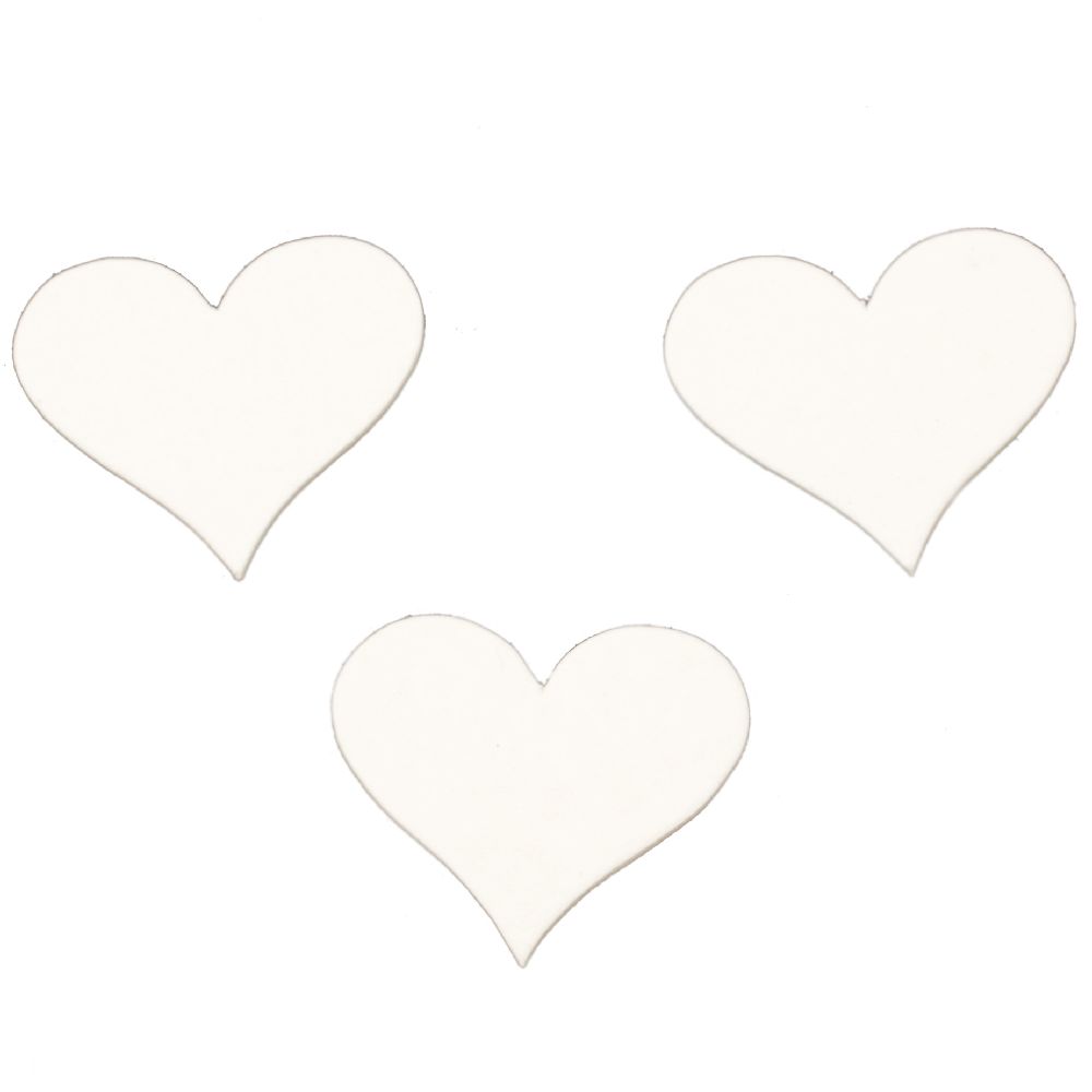 Chipboard element heart for scrapbook projects, decoration of boxes 60x55x1 mm - 5 pieces
