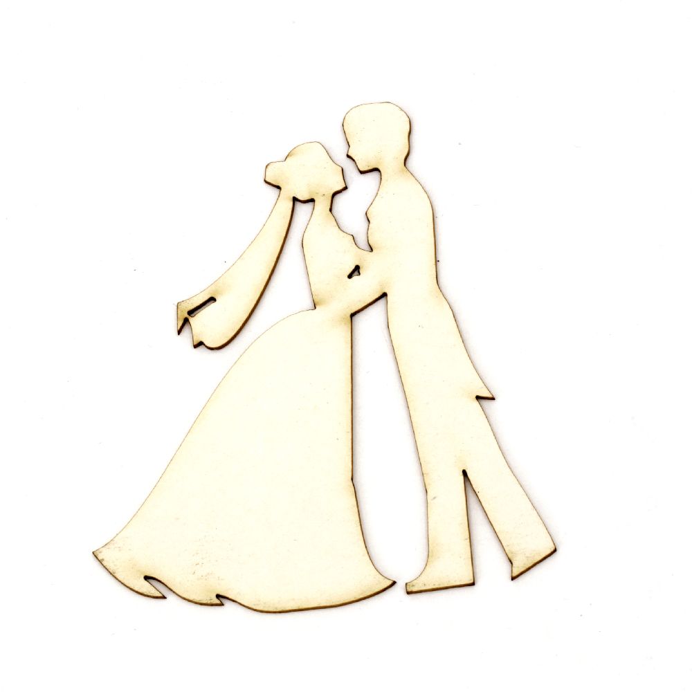 Newlyweds from chipboard for decoration on wedding cards, albums 90x1 mm - 2 pieces