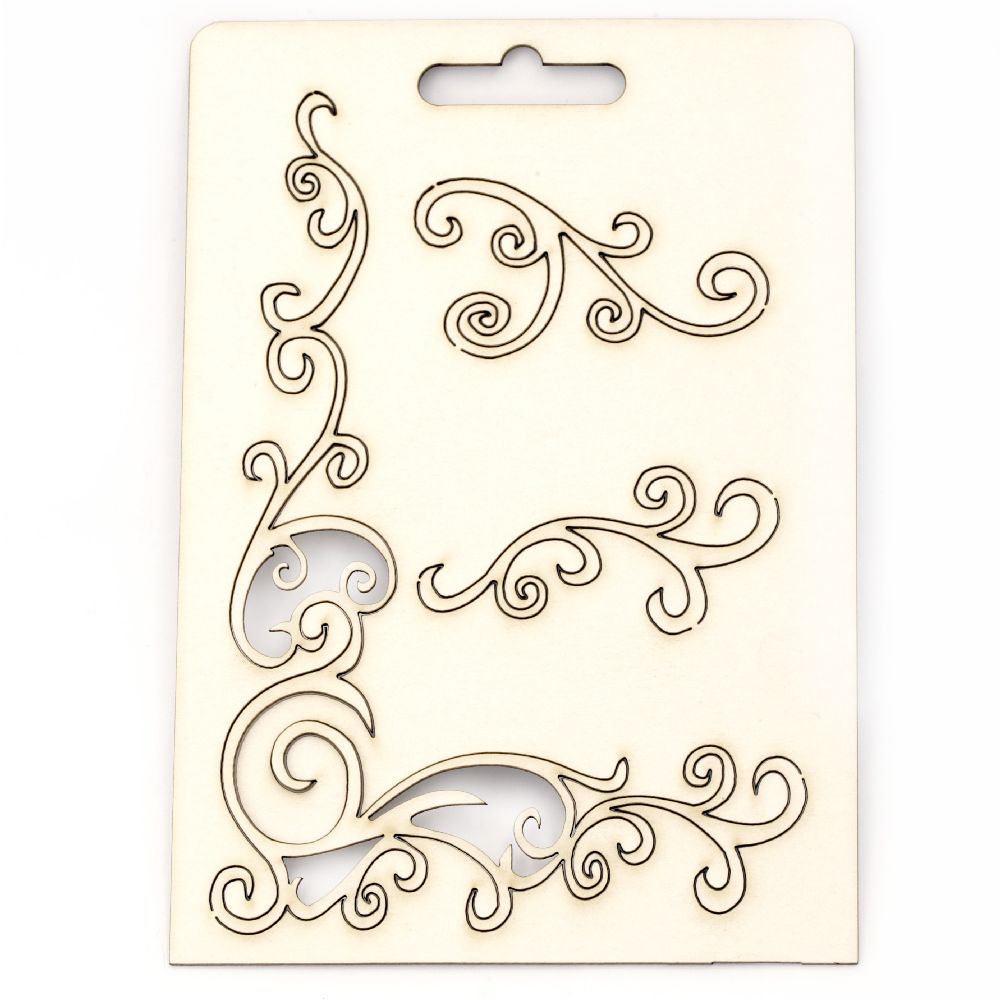 Set of elements chipboard, curved  ornaments for decoration