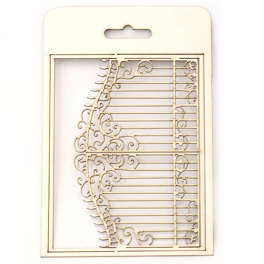 Chipboard element, openwork gate for craft projects 15.5x12 cm