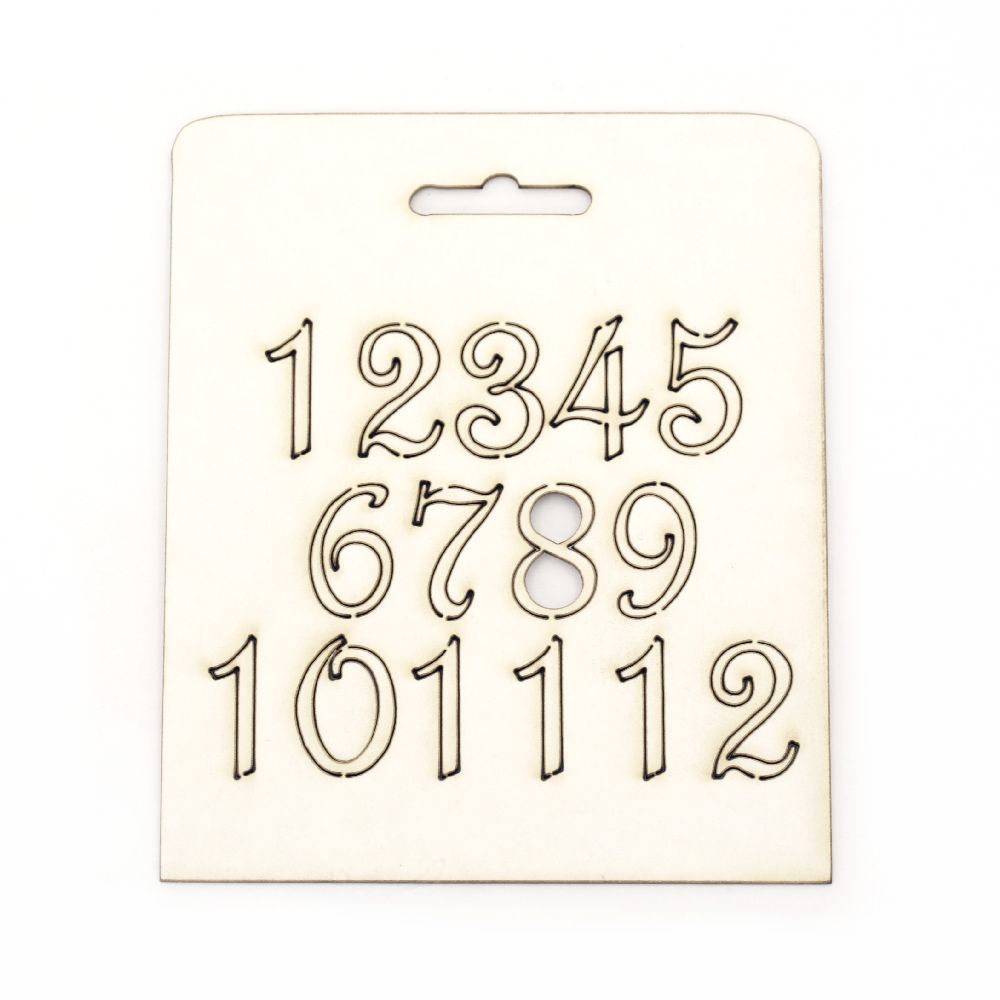Chipboard NUMBERS from 1 to 12 for CRAFT Decoration / 20 mm 