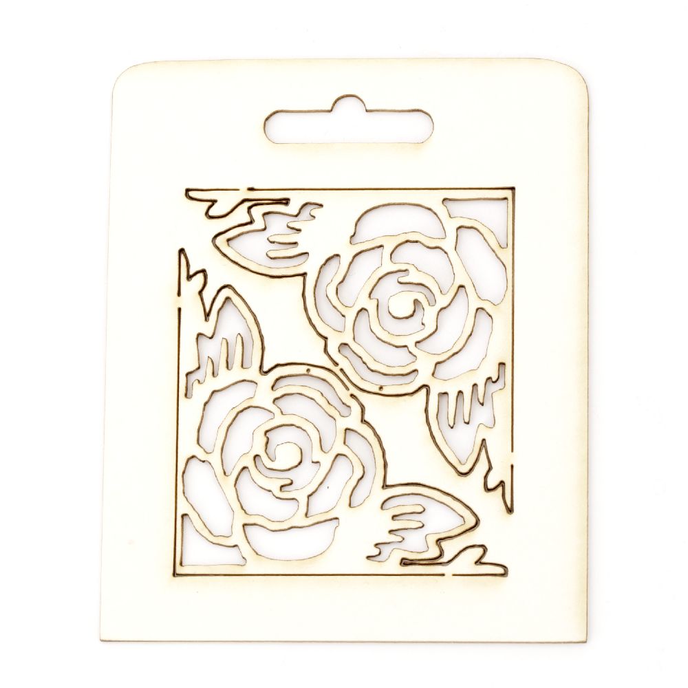 Set of elements of chipboard corner ornaments with flowers 5x5 cm