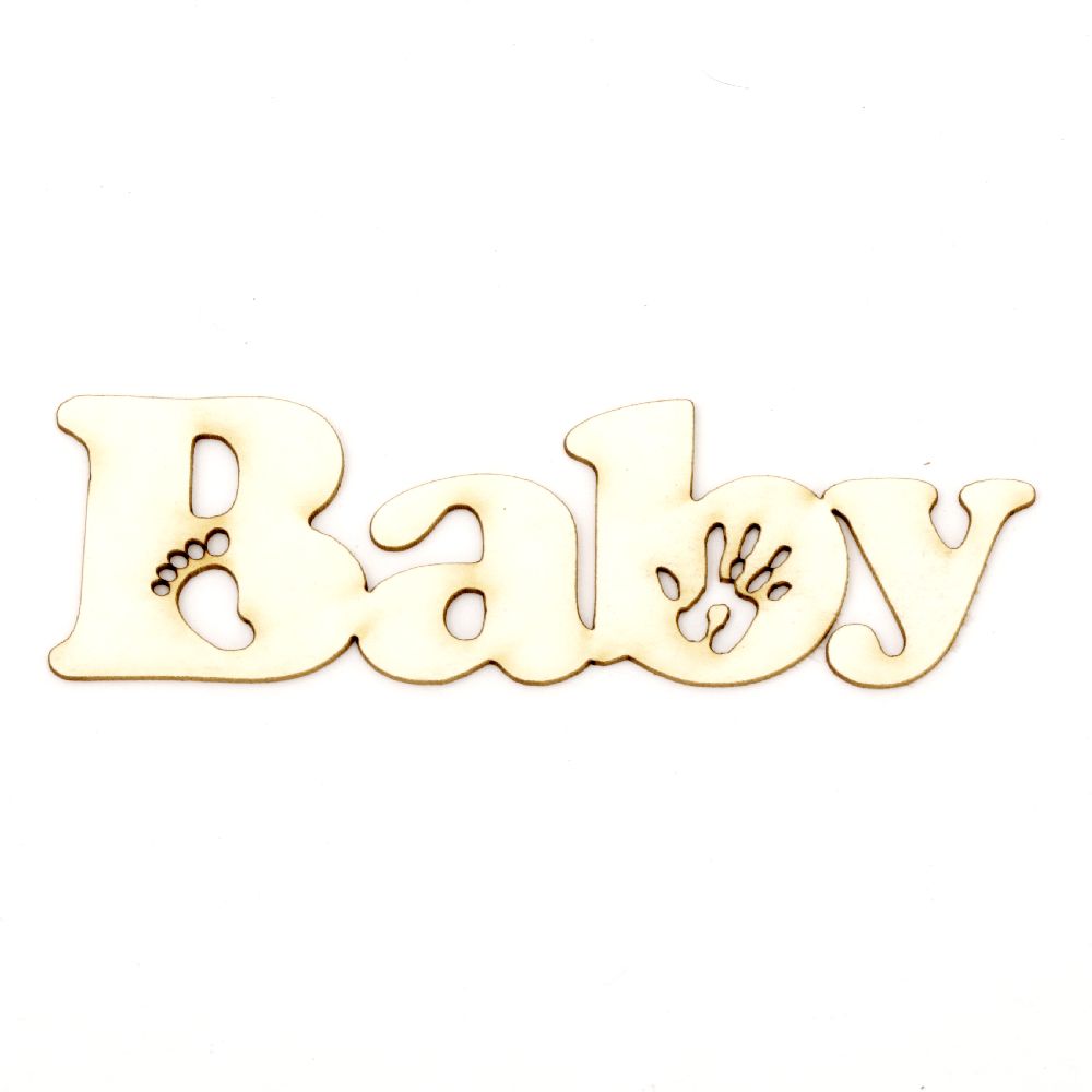 Chipboard label  "Baby" 100x30x1 mm - 2 pieces
