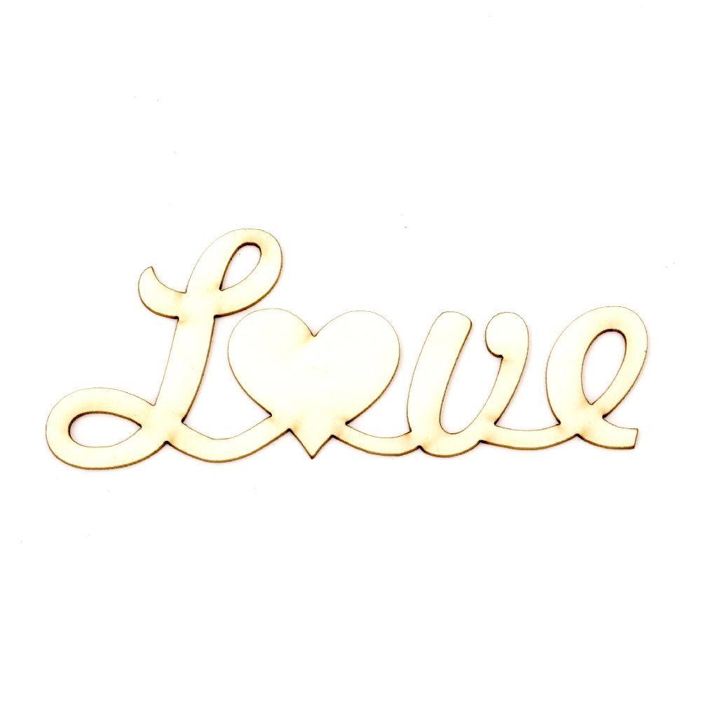 Chipboard label "Love" for embellishment of notebooks, frames, albums 100x40x1 mm - 2 pieces