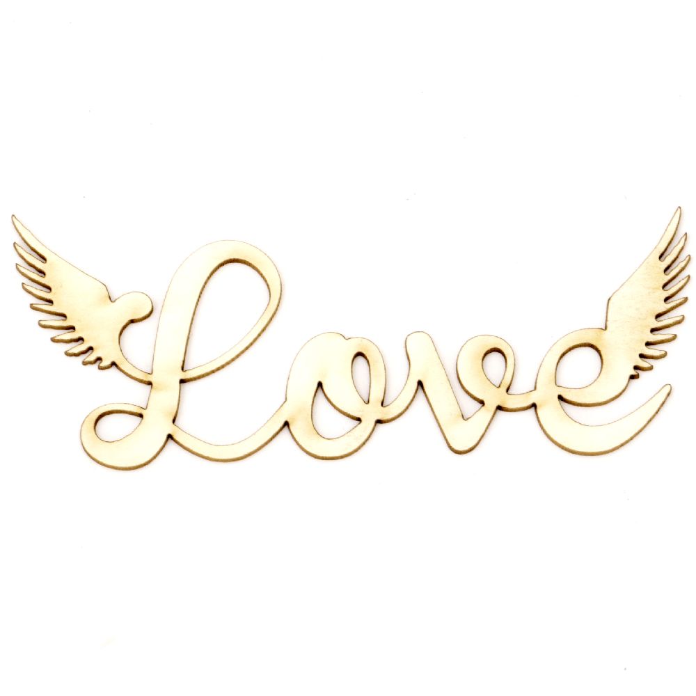 Chipboard label "Love" for embellishment of cards, albums, frames 100x40x1 mm - 2 pieces