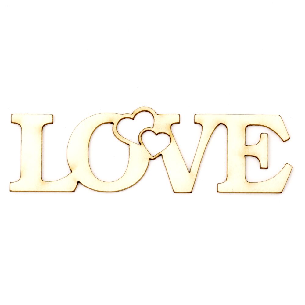 Lettering from chipboard "Love" for decoration of boxes, notebooks, greeting cards 100x30x1 mm - 2 pieces
