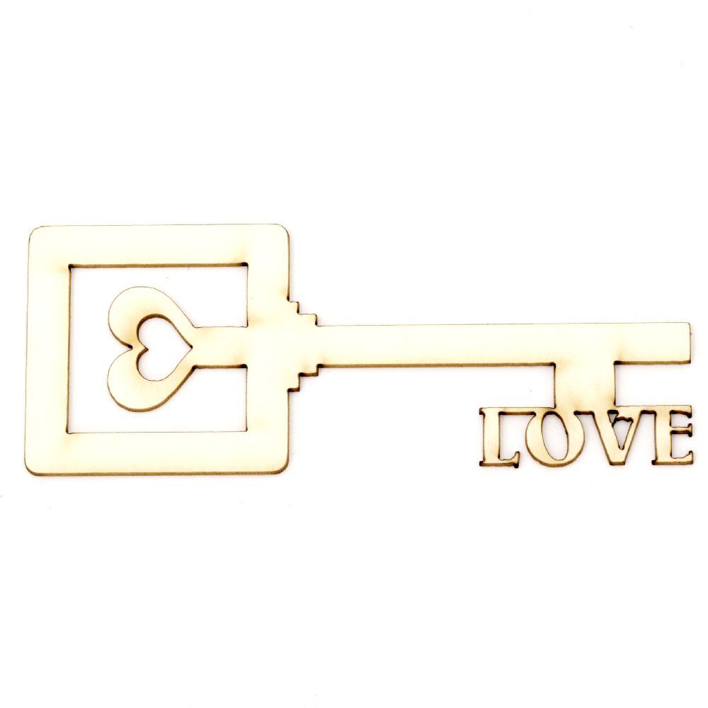 Chipboard key with lettering "Love" 100x40x1 mm - 2 pieces