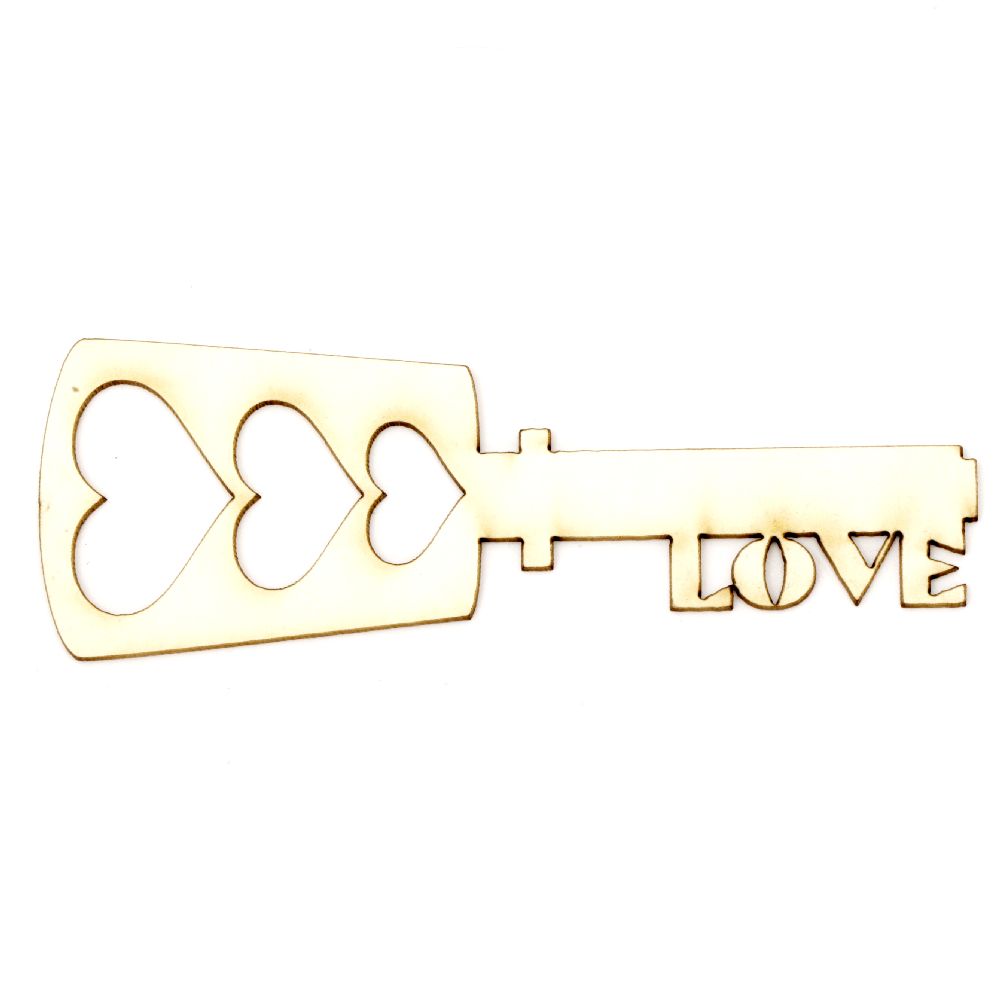 Chipboard key with inscription "Love" 100x35x1 mm - 2 pieces