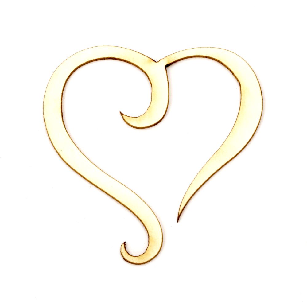Heart from chipboard,  element for decoration of notebooks, frames, festive cards, boxes 50x50x1 mm - 2 pieces