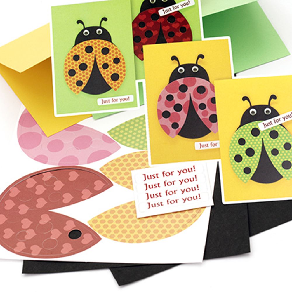 Set for making and decoration of 4 cards 12x17.2 cm ladybug