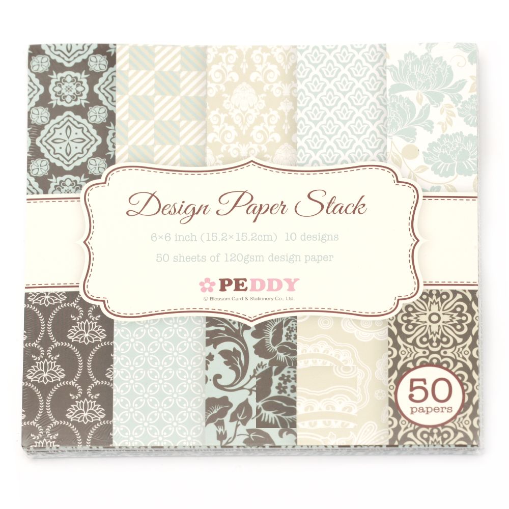Hartie de scrapbooking de designer 6 inch (15,2x15,2 cm) 10 modele x 5 foi