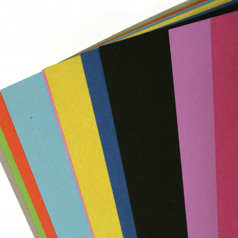 Block of Colored Cardboard Sheets / 30x21 cm; 10 colors, 1 piece each