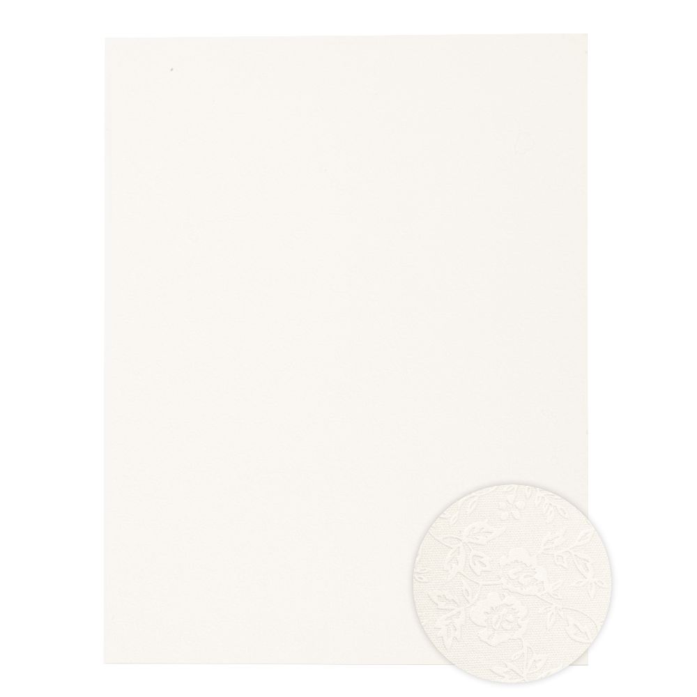 Cardboard pearl single sided relief with flowers 250 gr / m2 A4 (21x 29.7 cm) white -1 pc