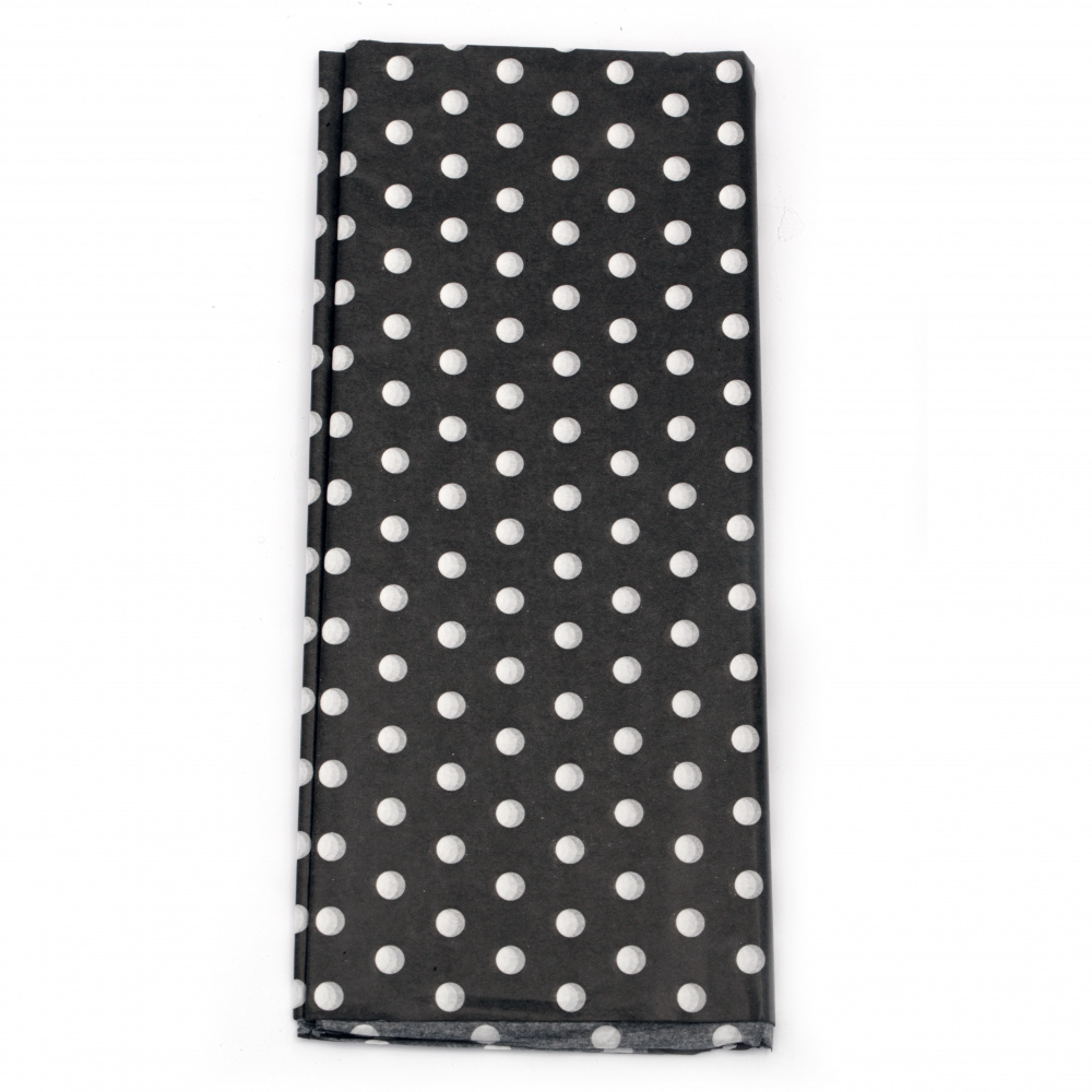 Tissue Paper for Decoration 50x65 cm black with white dots - 10 sheets