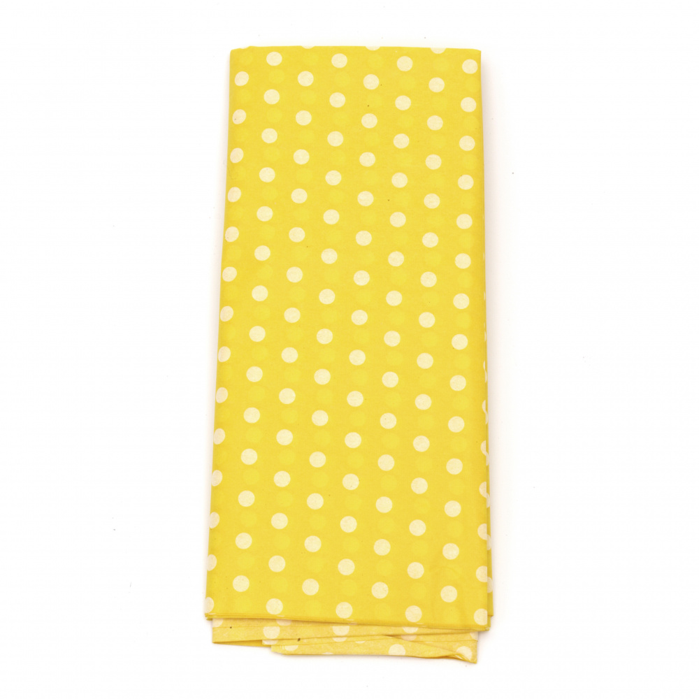 Tissue Paper, 50x65 cm, Yellow with White Dots - 10 sheets
