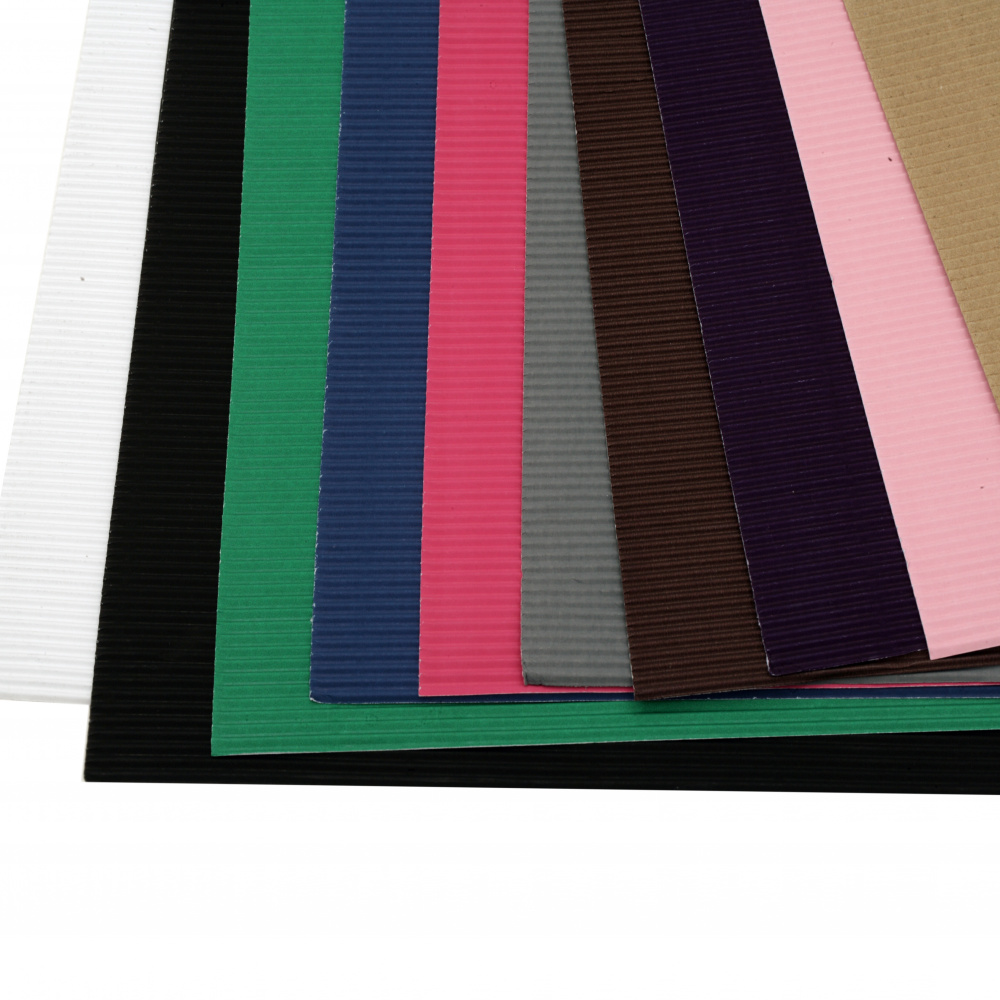 Corrugated cardboard 50x70 cm MIX colors -1 sheet