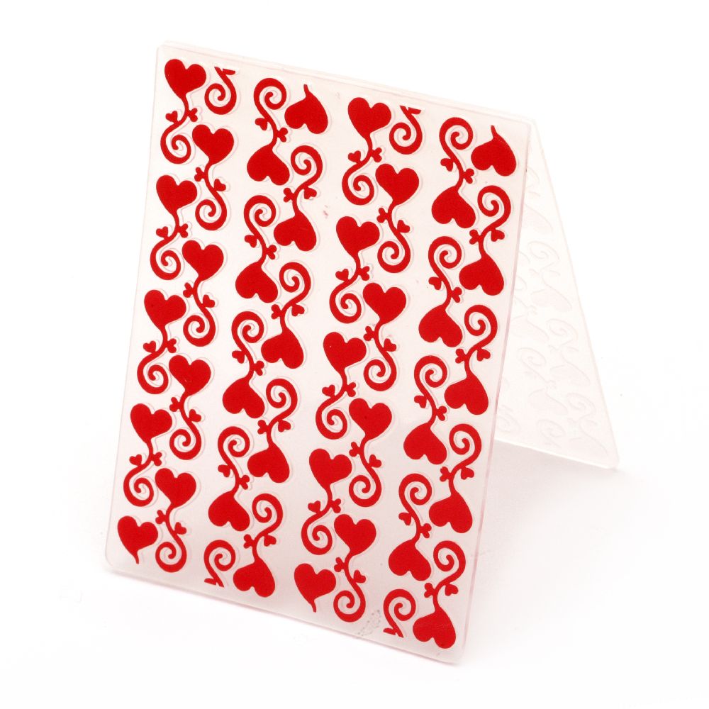 Μήτρα embossing folder 7,5x10 cm - καρδιές με στολίδι