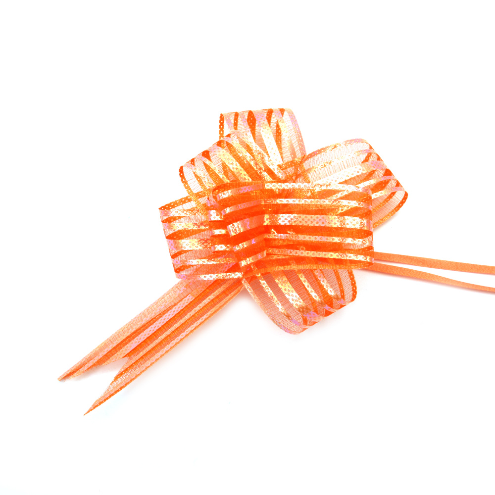 Decorative ribbon, 460x29 mm, organza and lamé, color orange rainbow - 10 pieces