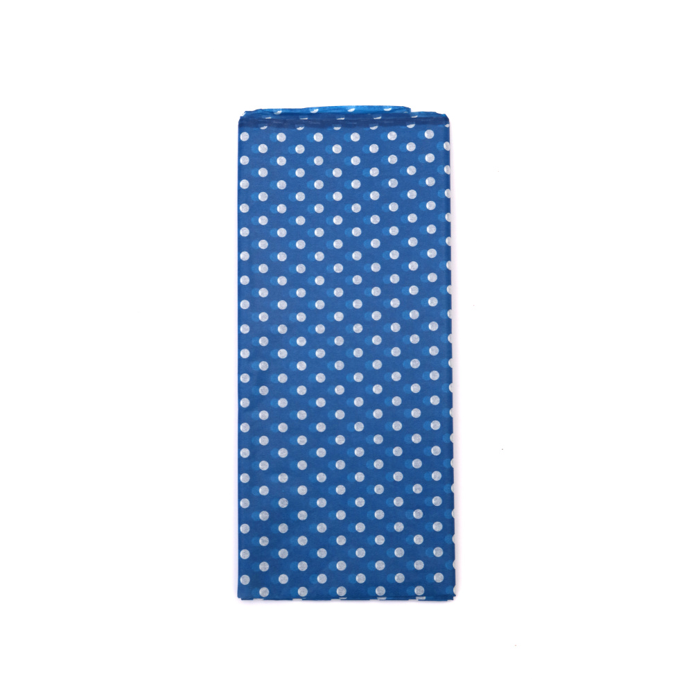 Blue Tissue Paper with White Dots, 50x65 cm - 10 Sheets