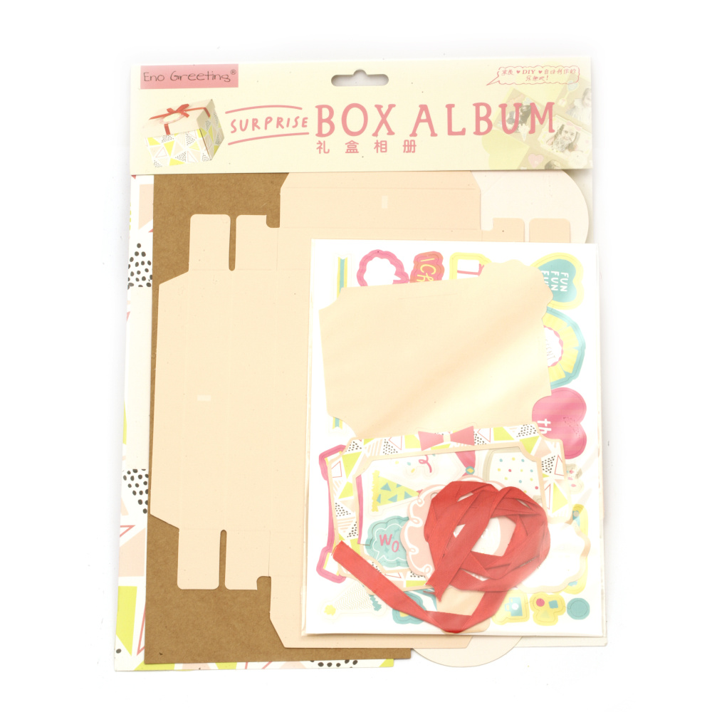 Комплект за направа на кутия албум правоъгълна розова 32x24,5 см