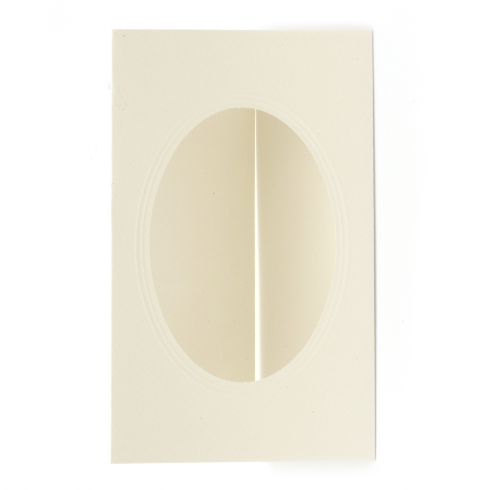 Основа за картичка 11x18 см 200 гр/м2 паспарту овал и плик FOLIA цвят бяла перла -3 комплекта