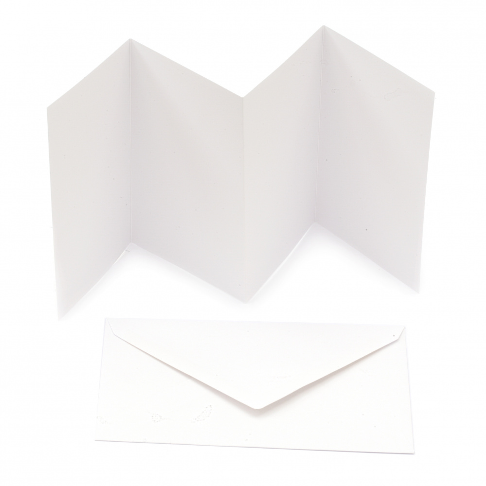 Harmonica Card Base 4-in-1, 10.5x15.5 cm, 300 g/m² with A5 Envelope by FOLIA, Color White - Set of 3