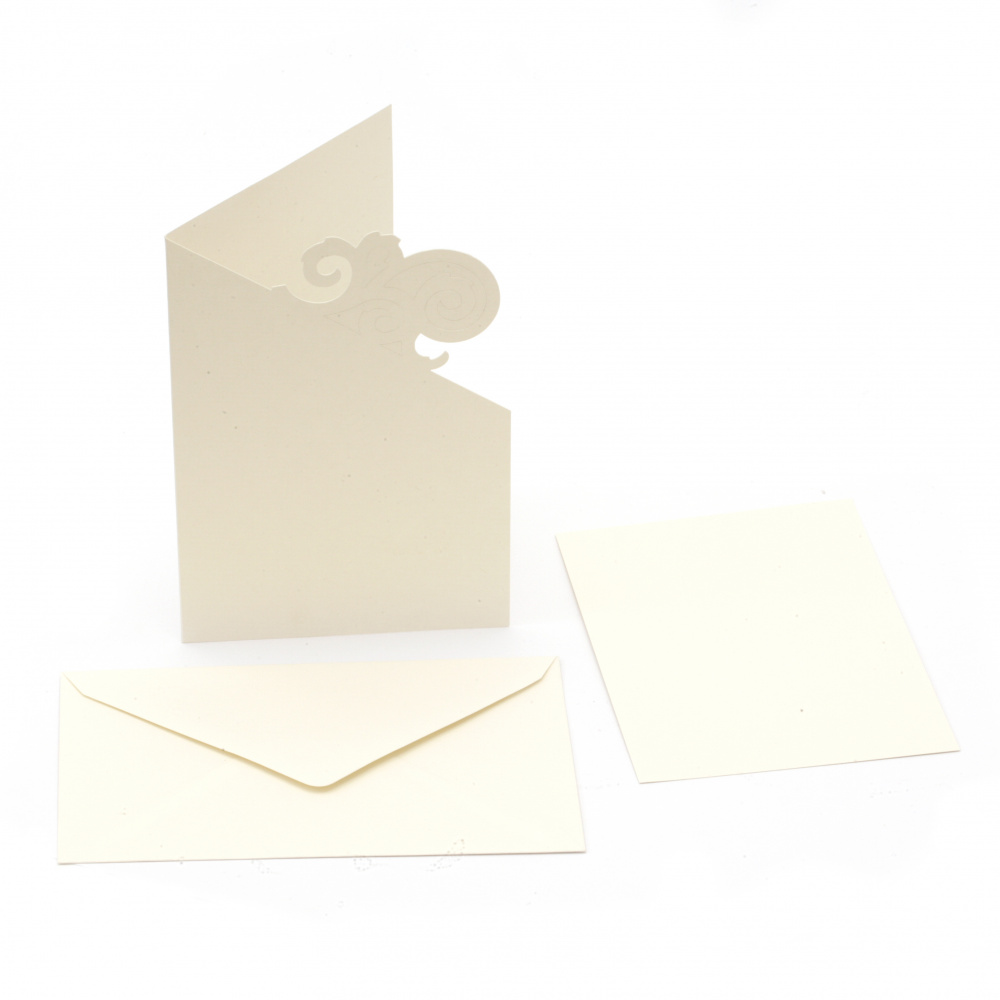 Основа за картичка с мотив вложка и плик 10.8x15.5 FOLIA цвят бяла перла -1 брой