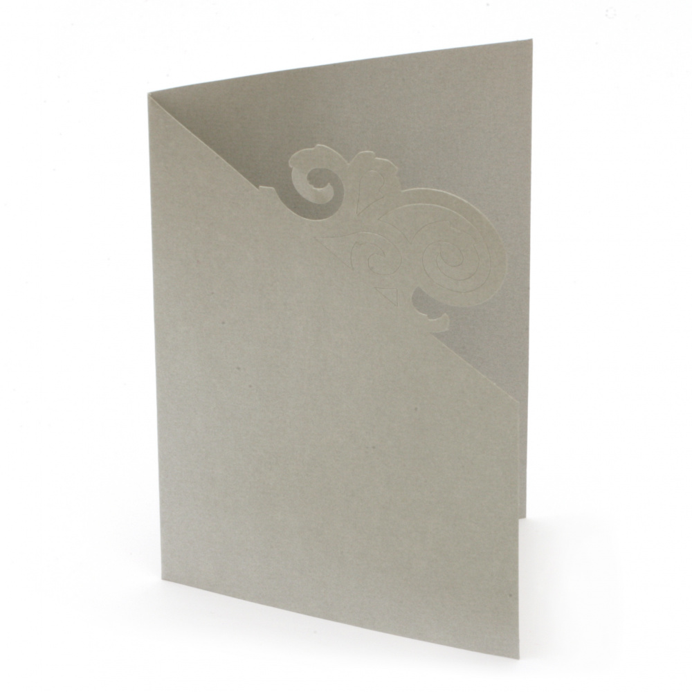 Card Base with Lace Design, Including Insert and Envelope, 10.8x15.5 cm, FOLIA Brand, Silver Color - 1 Piece