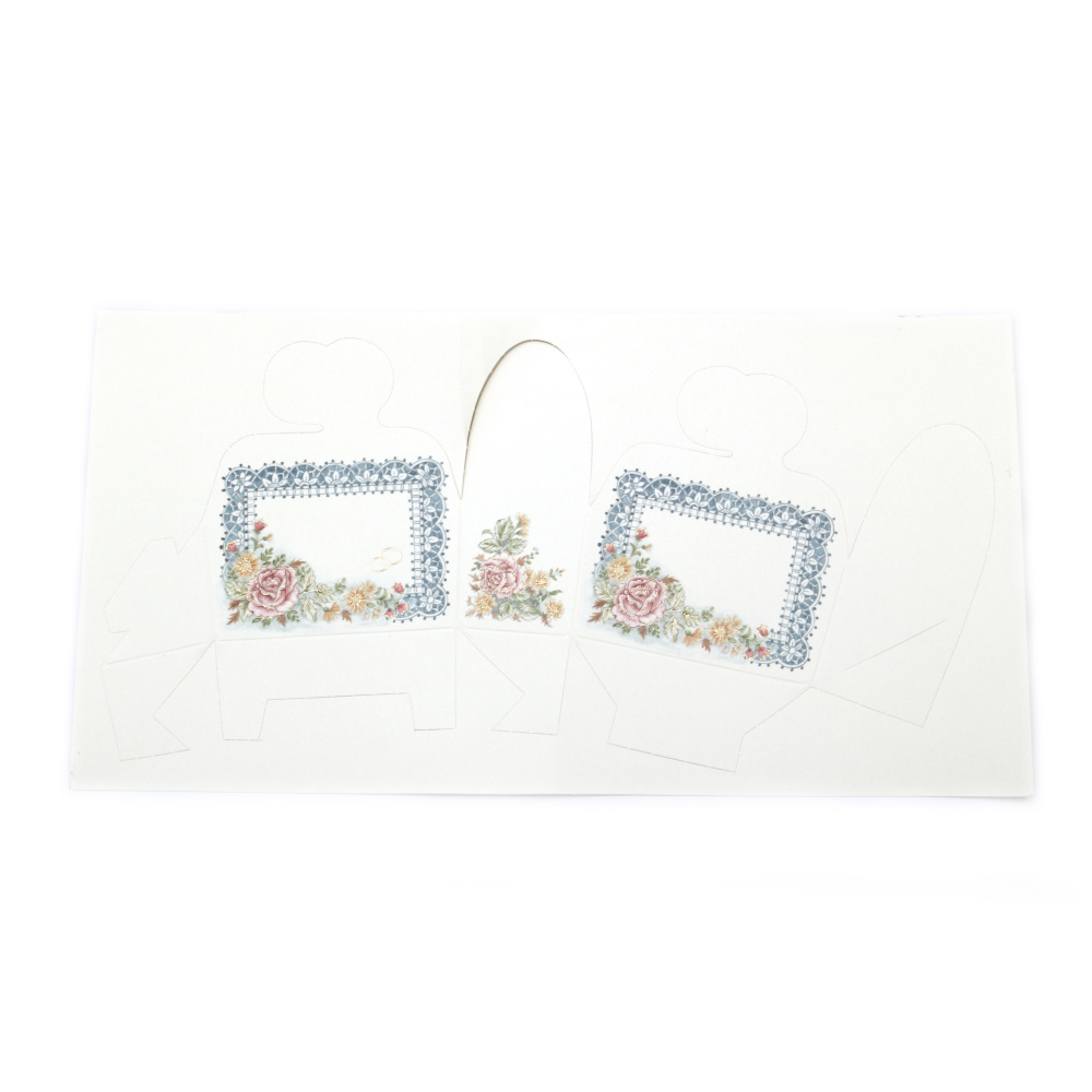 Cardboard Folding Wedding Box with Floral Motif / 70x80x40 mm 